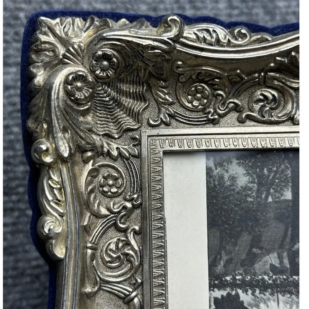 Vintage Godinger 5x7 silverplate ornate frame Baroque Rococo vintage 1938 print